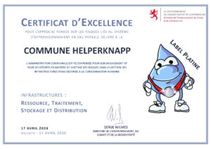 Drëpsi Platine - Remise du certificat d'excellence eau potable "Drëpsi"