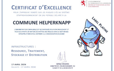 Drëpsi Platine – Remise du certificat d’excellence eau potable « Drëpsi »